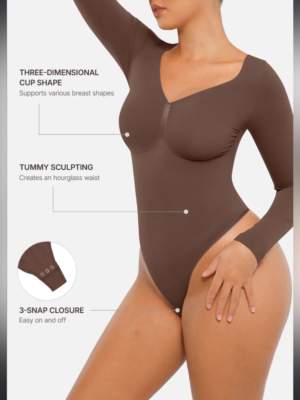 FeelinGirl Brown Shaping Bodysuit NWT Medium | Tummy Control Hourglass Shaper